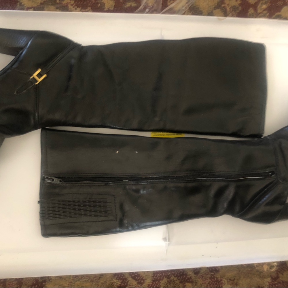 Black Leather Riding Boots vintage good condition 80s 70s